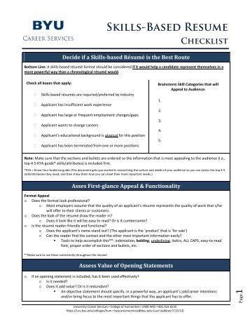 resume critique checklist