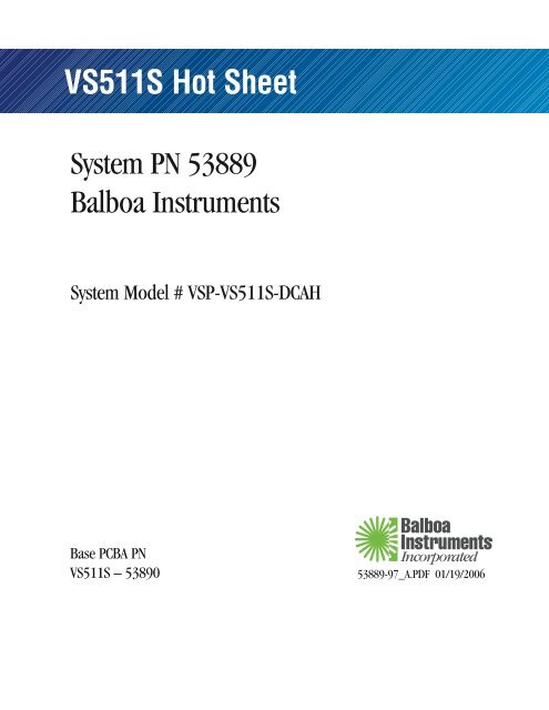 VS511S Hot Sheet - Balboa Direct