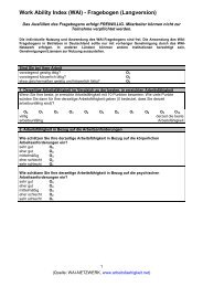 Work Ability Index (WAI) - Fragebogen (Langversion)