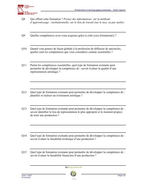 Presenters Training Gaps Analysis - Conseil des ressources ...