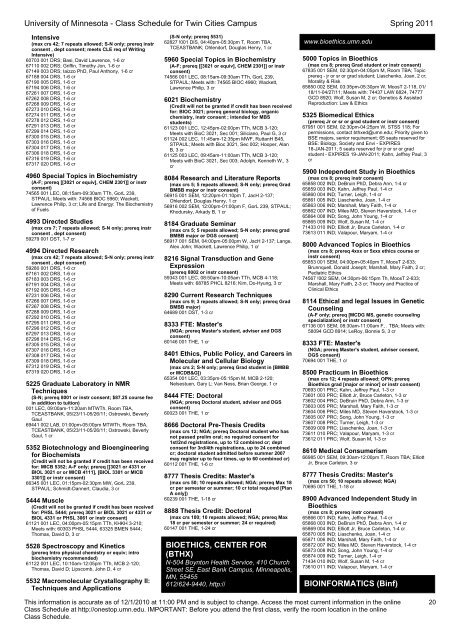 Spring 2011 Class Schedule - One Stop Home - University of ...