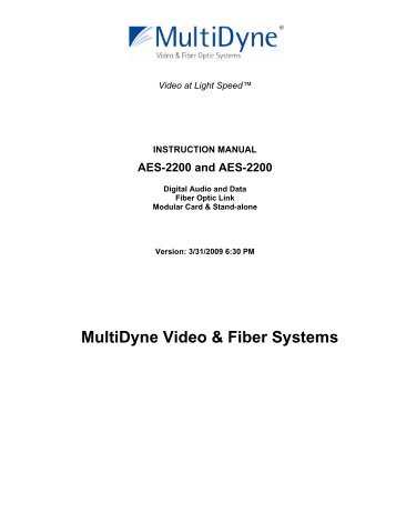 User Manual for AES-2200 - Multidyne
