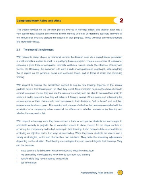 Reference Framework for Planning Learning and Evaluation Activities