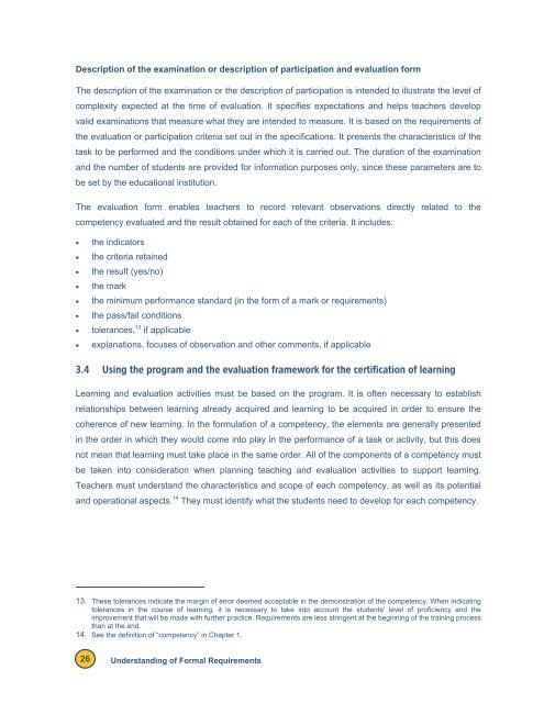 Reference Framework for Planning Learning and Evaluation Activities