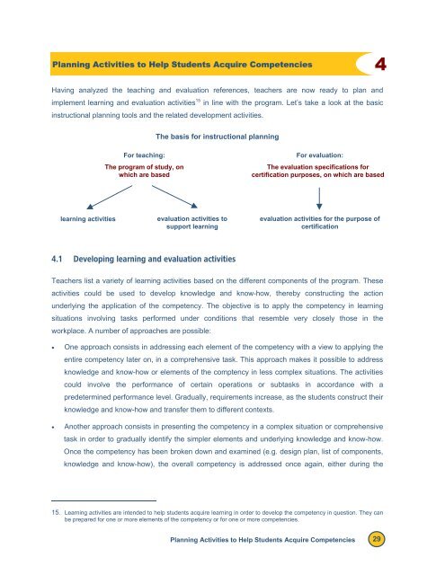 Reference Framework for Planning Learning and Evaluation Activities