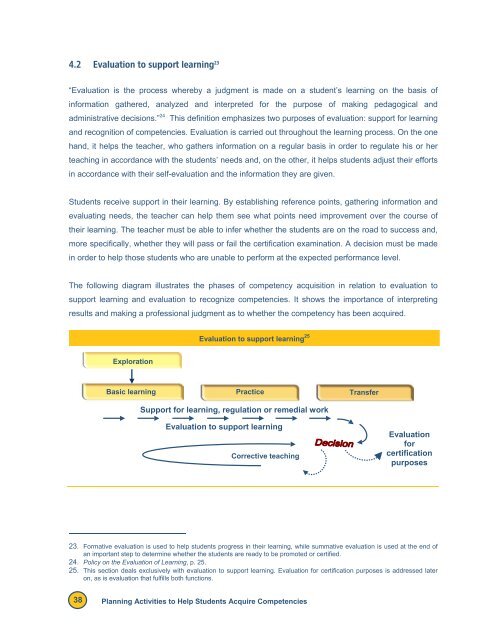 Reference Framework for Planning Learning and Evaluation Activities