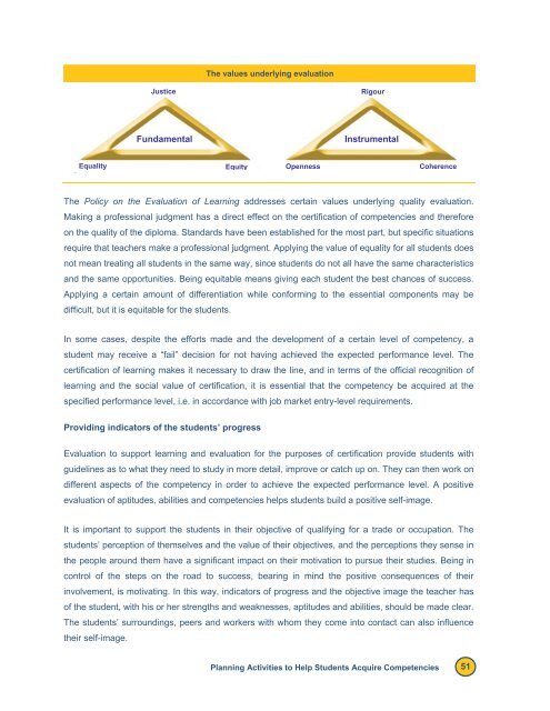 Reference Framework for Planning Learning and Evaluation Activities