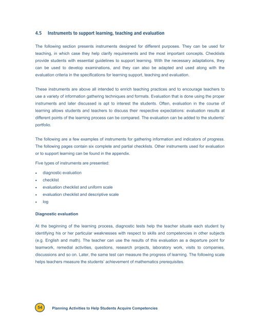 Reference Framework for Planning Learning and Evaluation Activities