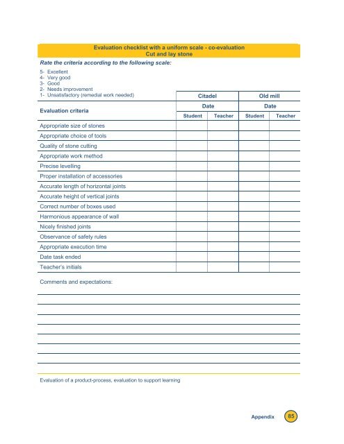 Reference Framework for Planning Learning and Evaluation Activities