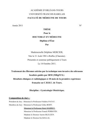 Traitement des fibromes utÃ©rins par la technique non invasive des ...