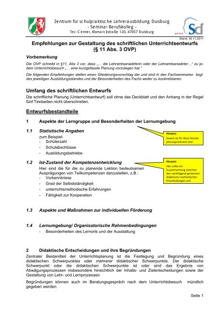 Zentrum Für Schulpraktische Lehrerausbildung Bonn Unterrichtsentwurf - Zentrum fÃ¼r schulpraktische Lehrerausbildung