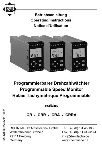 Betriebsanleitung - RHEINTACHO Messtechnik GmbH