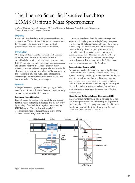 The Thermo Scientiï¬ c Exactive Benchtop LC/MS Orbitrap Mass ...