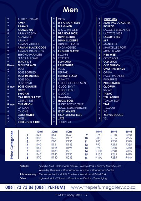 The perfume 2024 gallery price list