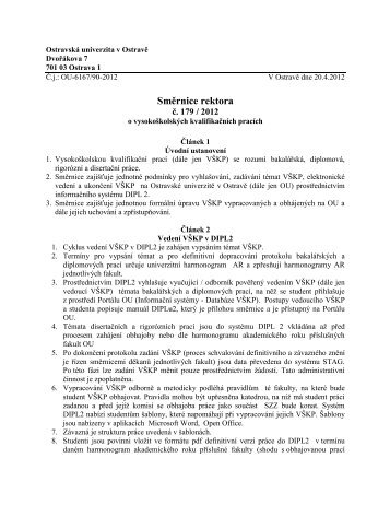 SmÃ„Â›rnice rektora - OstravskÃƒÂ¡ univerzita v OstravÃ„Â›
