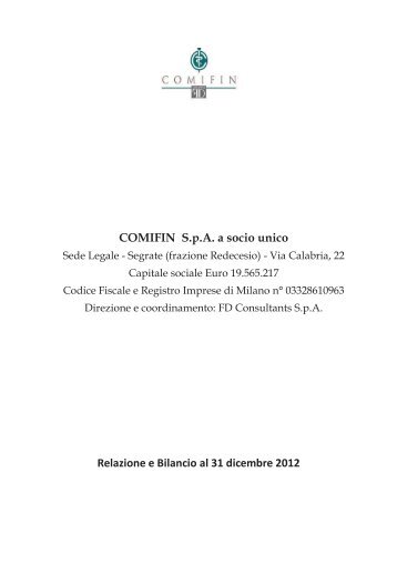 Relazione e Bilancio al 31 dicembre 2012 COMIFIN SpA a ... - Assilea