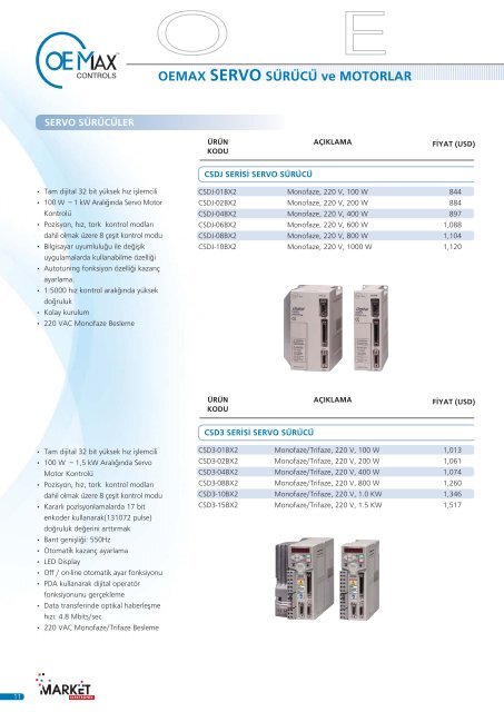 OEMAX SERVO SÜRÜCÜ ve MOTORLAR