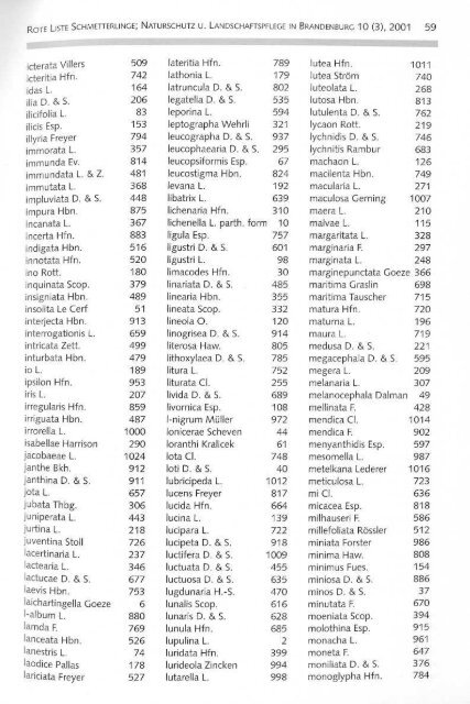 Rote Liste der Schmetterlinge - LUGV - Land Brandenburg