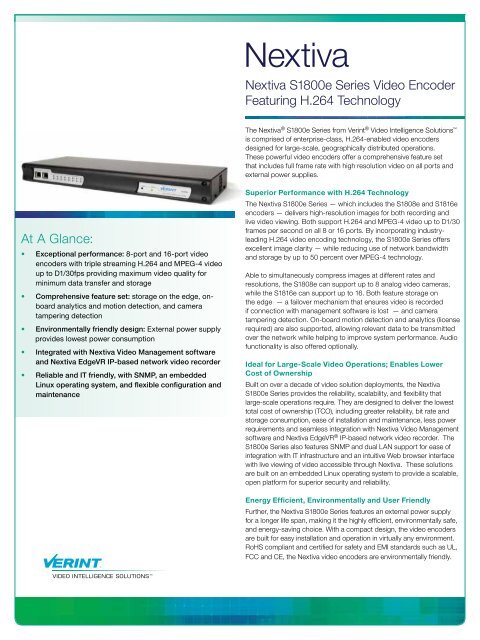 Nextiva S1800e Series Data Sheet.pdf - Leading provider of ...