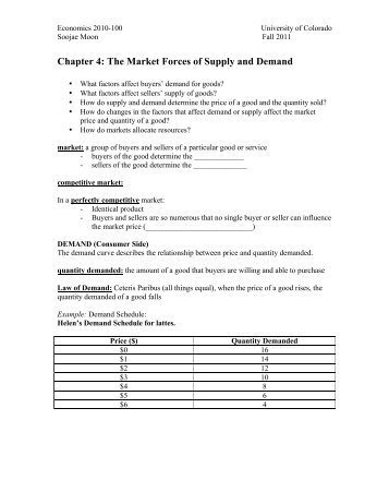 Chapter 4: The Market Forces of Supply and Demand