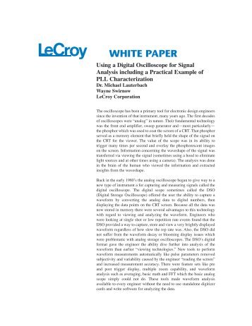 Using a Digital Oscilloscope for Signal Analysis - Teledyne LeCroy