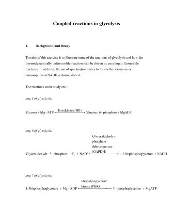 Coupled reactions in glycolysis