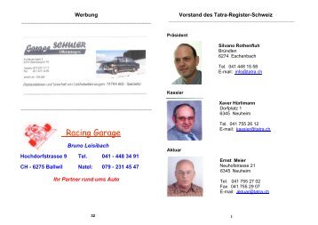 Racing Garage - Tatra - Register - Schweiz