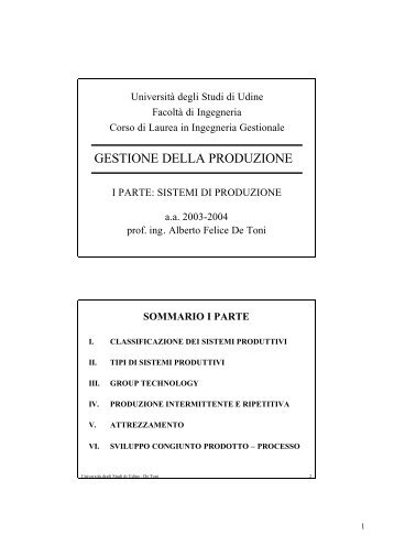 I parte Sistemi produttivi.pdf - diegm - UniversitÃ  degli studi di Udine