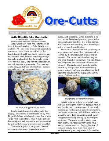 Avila Rhyolite (aka DeeDeeite) - Orcutt Mineral Society