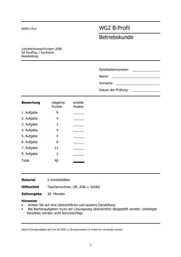 2008 LAP B-Profil BK Aufg - Wirtschaftsschule KV Chur