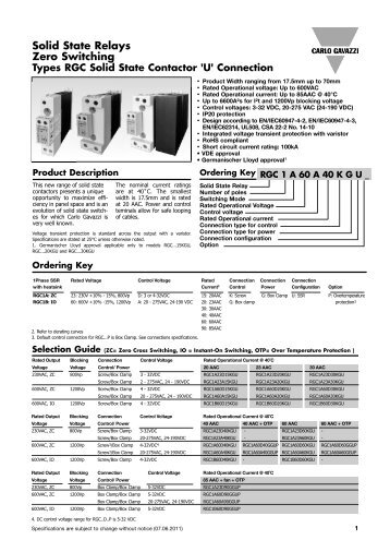 RGC Series Din Rail Mounted Solid State Relay ... - Durex Industries