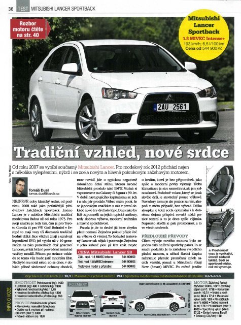 MITSUBISHI LANCER SPORTBACK - M Motors CZ, s.r.o.