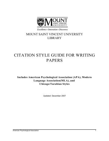 citation style guide for writing papers - Mount Saint Vincent University