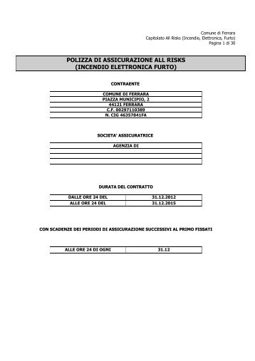 polizza di assicurazione all risks (incendio elettronica furto)