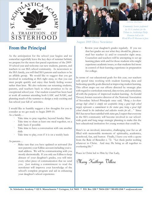 newsletter March 04 revised 3-2-04 - St. Scholastica Academy