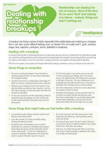 Fact sheet 12: Dealing with relationship breakups - Headspace