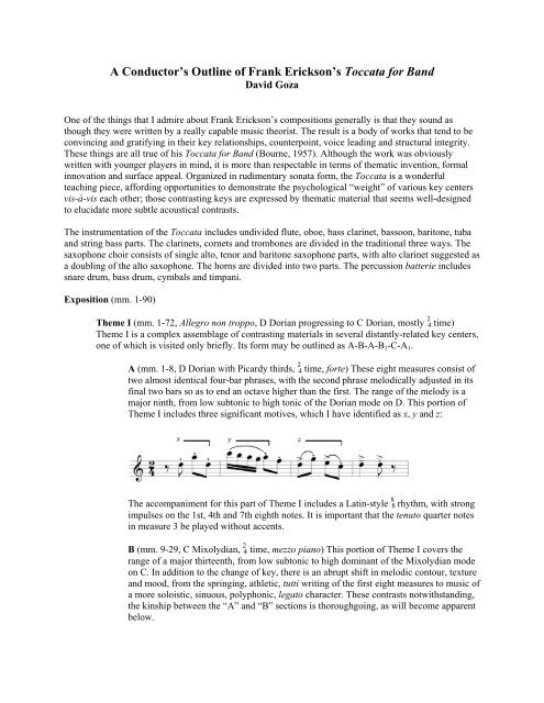 A Conductor&rsquo;s Outline of Frank Erickson&rsquo;s Toccata for Band - asboa