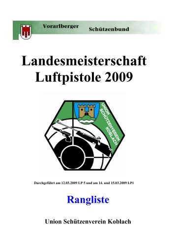 Ergebnisse LP1 und LP 5 Landesmeisterschaft 2009