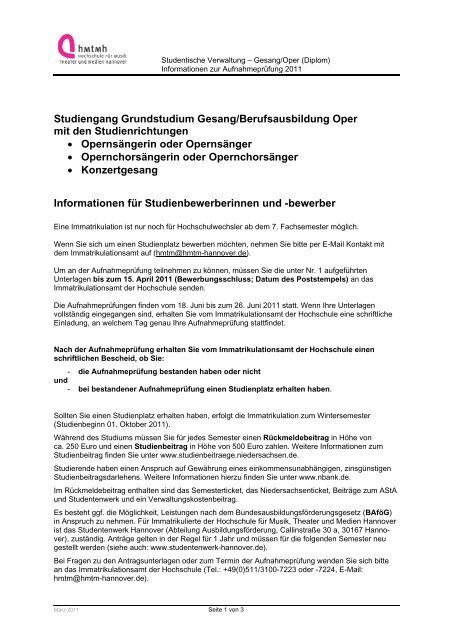 Bachelorstudiengang Dirigieren (B - Hochschule fÃ¼r Musik, Theater ...