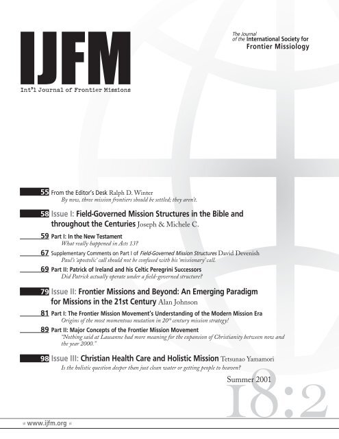 Volume 18:2 - International Journal of Frontier Missions