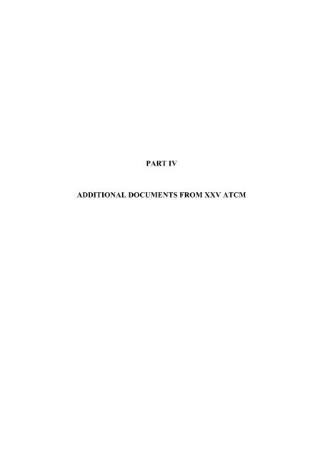 part iv additional documents from xxv atcm - Antarctic Treaty ...