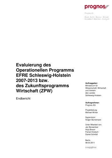 Evaluierung des Operationellen Programms EFRE Schleswig ...