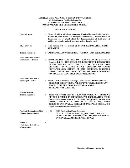 Cmpdi R Iv EXPLORATION CAMP - CMPDI
