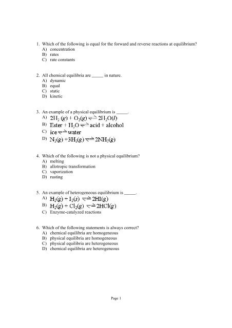 1 Which Of The Following Is Equal For The Forward And Reverse