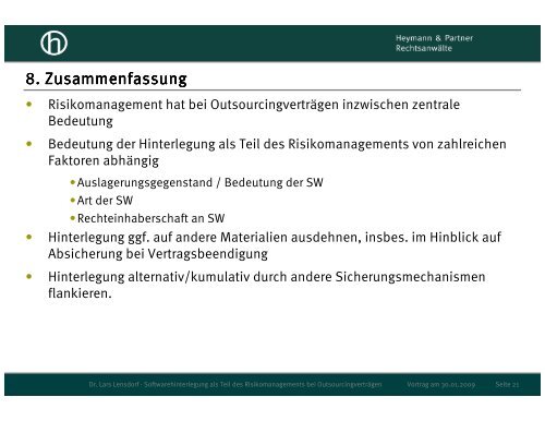 Softwarehinterlegung als Teil des Risikomanagements bei ...