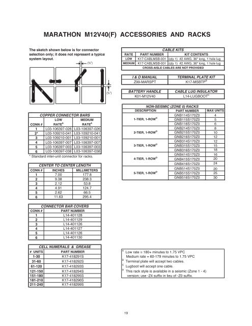 RACK & ACCESSORY GUIDE - Exide Technologies