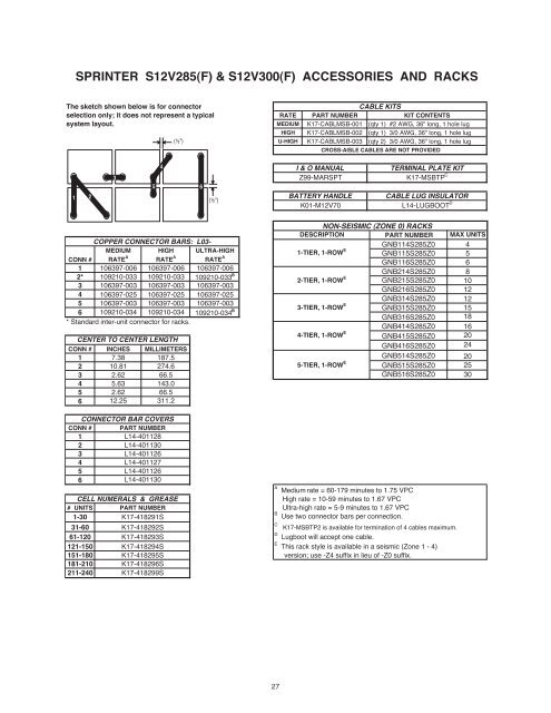 RACK & ACCESSORY GUIDE - Exide Technologies