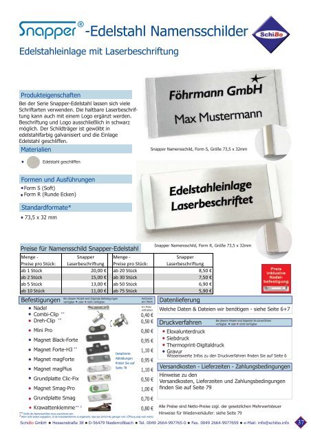 Katalog Namensschilder (PDF) - SchiBo GmbH