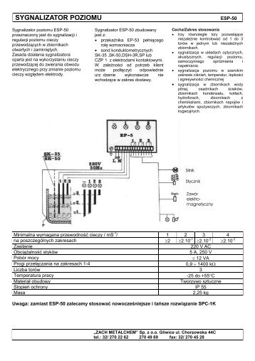 SYGNALIZATOR POZIOMU - ZACH METALCHEM Sp. z o.o.