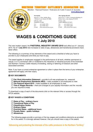 wages & conditions guide - Northern Territory Cattlemen's Association